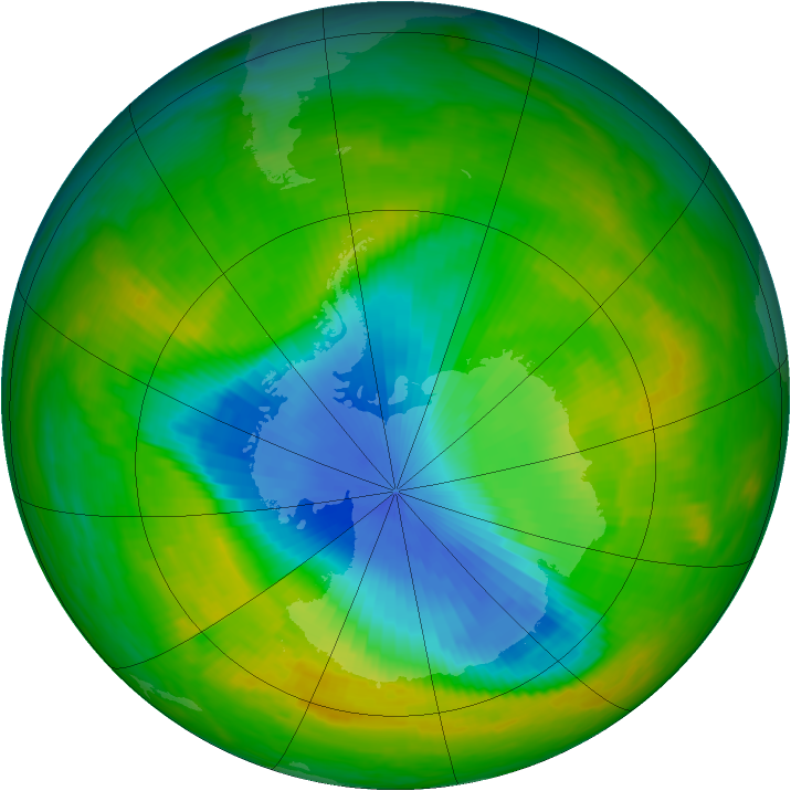 Antarctic ozone map for 25 November 1989